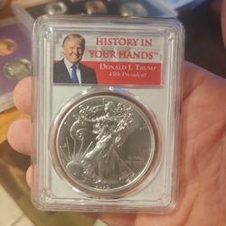 20/20 PCGS MS70 Silver Eagle Trump History In Your Hands