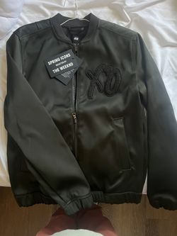 H&M × The Weeknd Bomber XO Olive Metal Jacket