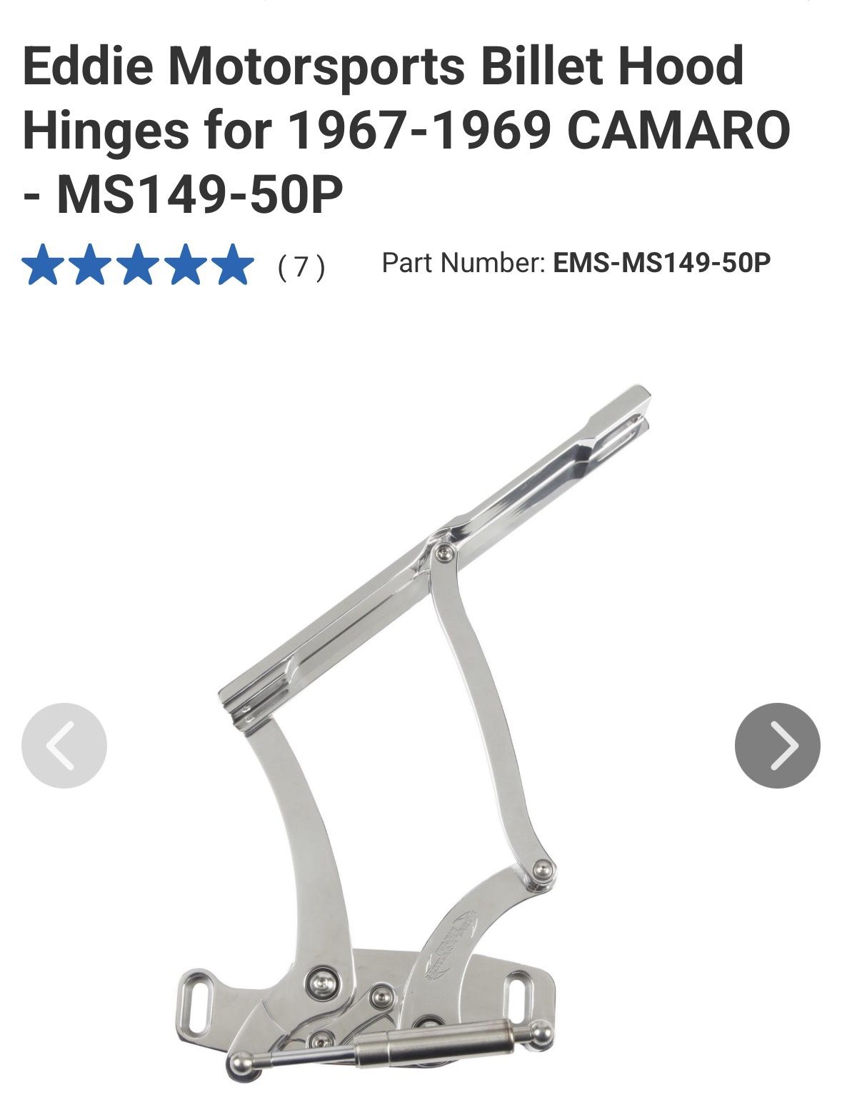 Billet Hood Hinges for 1(contact info removed) CAMARO