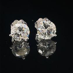 2.00-Carat Diamond Stud Earrings, I1, J in 14KT White Gold Martini Setting