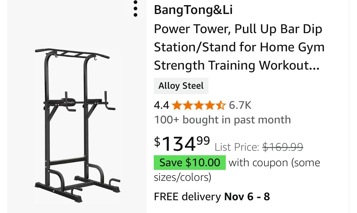 BangTong&Li Power Tower, Pull Up Bar Dip Station/Stand for Home Gym Strength Training Workout Equipment