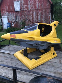 Retro space ship coin operated kids ride