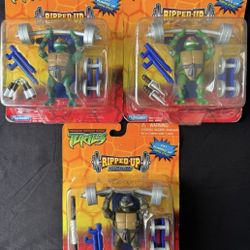 2004 TMNT "Ripped Up" Action Figure Lot - Michelangelo, Raphael & Donatello