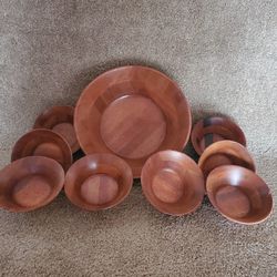 Wood salad bowl set