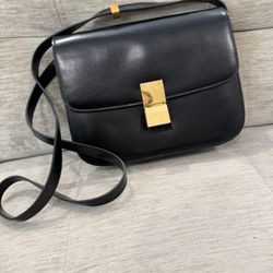 Celine Hand Bag Black Gold Hardware Crossbody Purse
