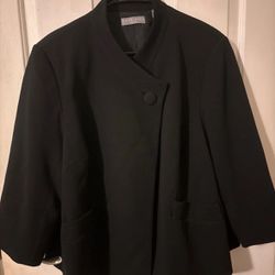 Kate Hill Women’s Size 16 Black Wool Short Dress Coat Cloak Collar Button Retro Great As A Maternity Coat Too 