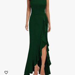 WOOSEA Women's High Neck Split Bodycon Mermaid Evening Cocktail Long Dress