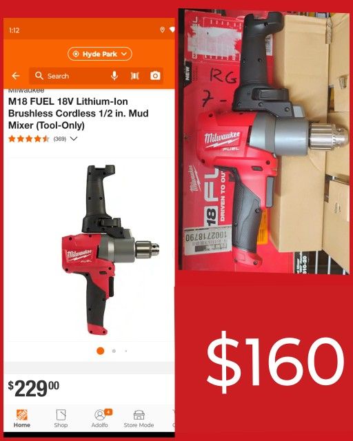Milwaukee Fuel M18 Mud Mixer