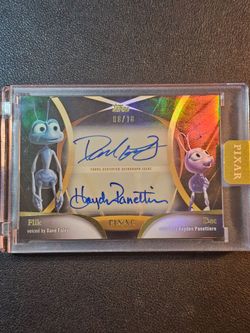 Topps Disney Pixar Gold Encased Dual Auto /10 Black - A Bug's Life - Flick & Dot - Dave Foley & Hayden Panettiere