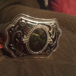 Silver Buckle Whit Green Genuine Albalone OBO
