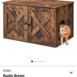 Feandrea Cat Litter Box Enclosure, Litter Box Furniture Hidden with Removable Divider, Indoor Cat House, End Table, 31.5 x 20.9 x 19.7 Inches, Rustic