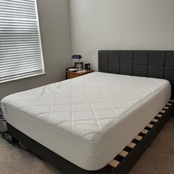 Queen Bed Frame - Modern Tufted Upholstered Platform Bed