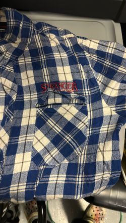 Stranger Things Plaid Blue N Cream Shirt 