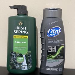 Lot Of 2 Body Wash Irish Spring + Dial Men 3 In 1 New