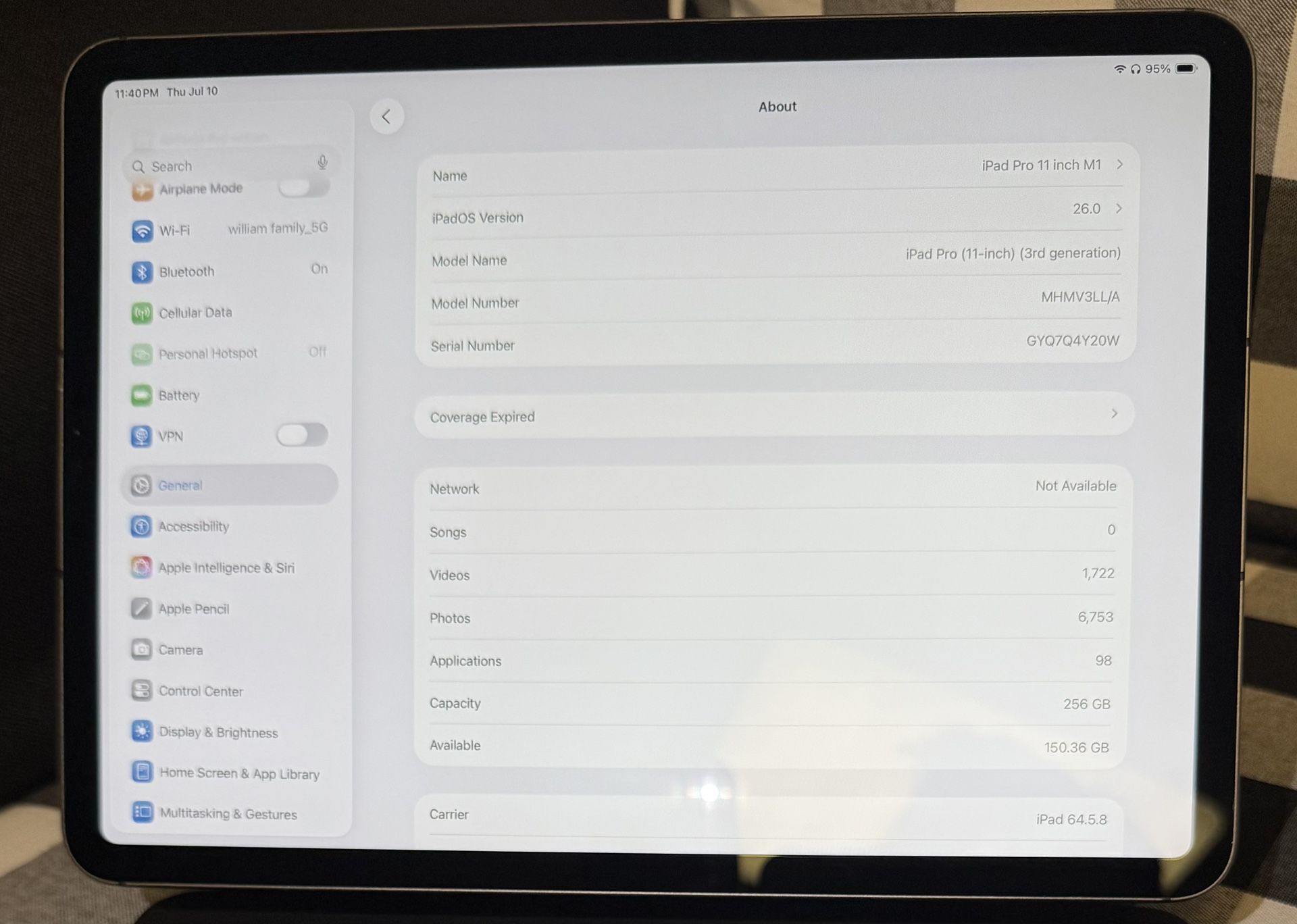 iPad Pro 11inch Cellular M1 256GB