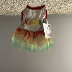 We Are All Human Labeled Dog Dress 