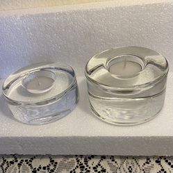 Vintage Glass Candle Holders Signed Orrefors Sweden