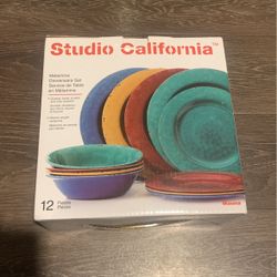 Studio California Dinnerware Set Service For 4 Dinner Plate 12 Piece Multicolor