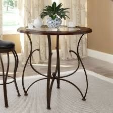 Corliving Jericho 36" Counter Height Warm Stained Wood and Glass Dining Table