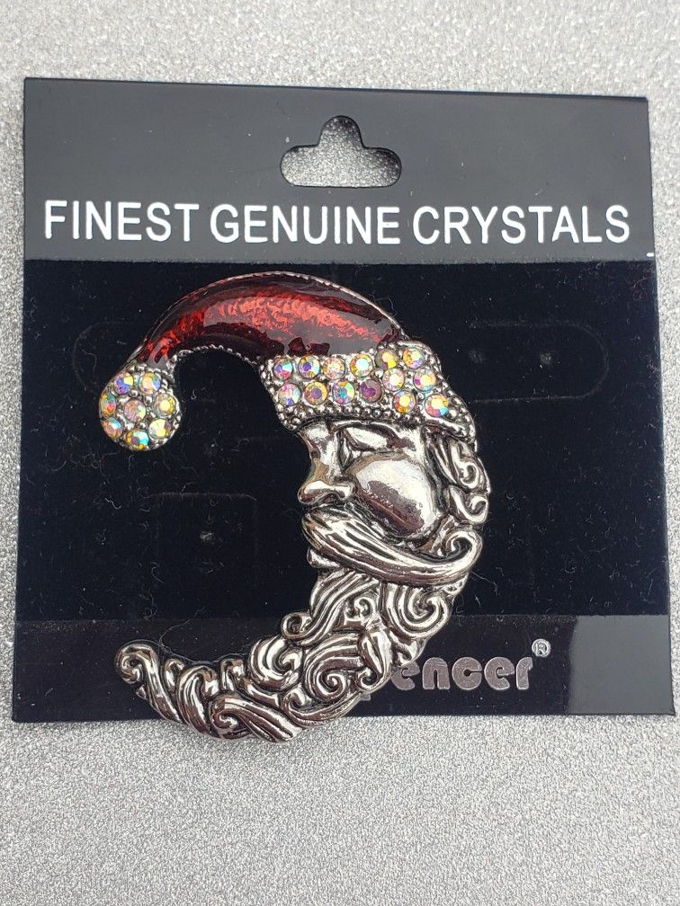 Christmas Pendant Genuine Crystal Santa Pin🎅🤶 NEW❤