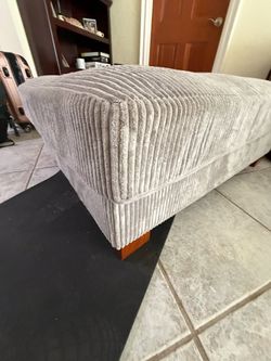 Large Ottoman 43" - Taupe Corduroy-Style Ribbed Fabric, Wood Legs