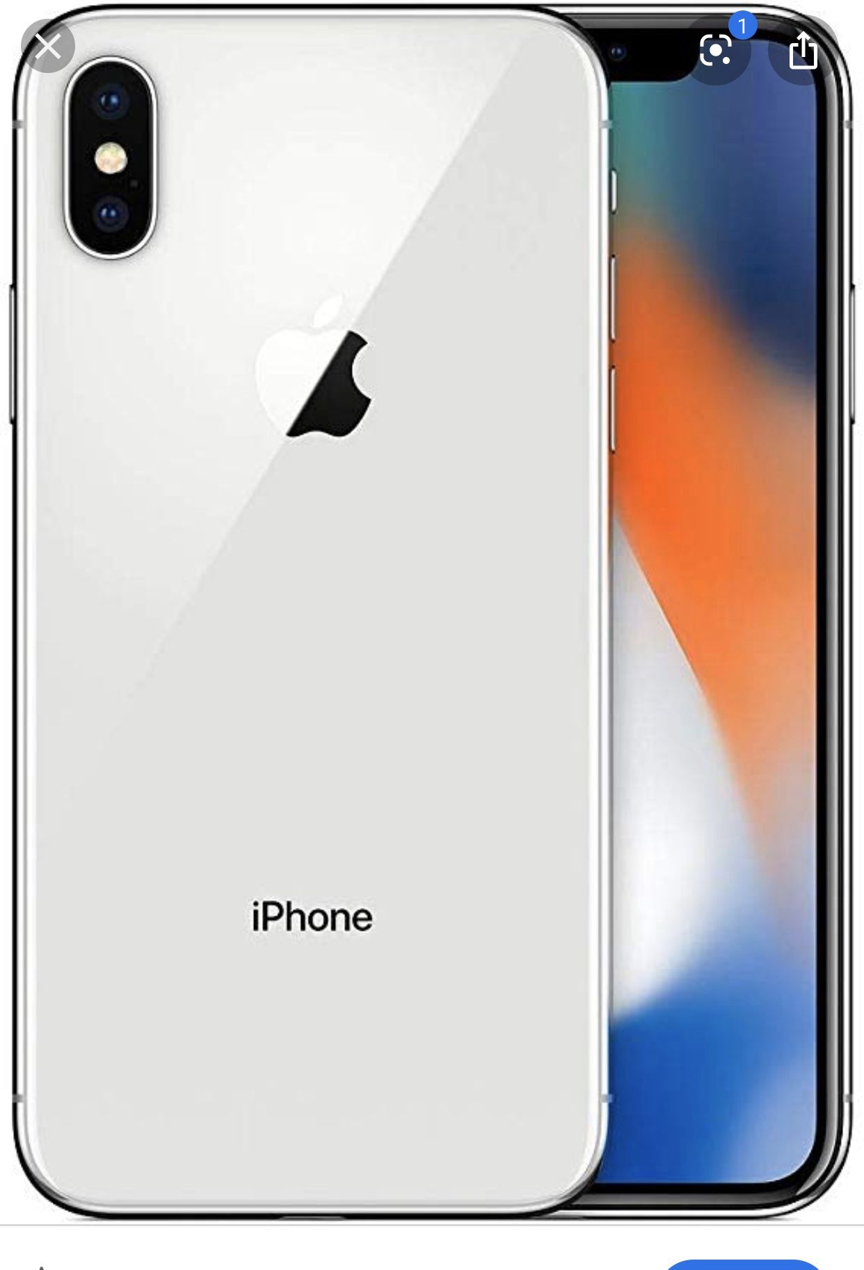 UNLOCKED IPhone X Silver 64gb