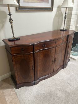 Large solid wood Credenza Cabinet with inflated wood design
