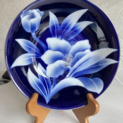 Vintage Fukagawa Arita Japanese Decorative Cobalt Blue Porcelain Bowl