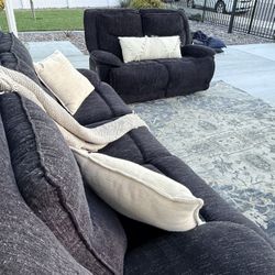 Living Spaces Dark Gray Recliner Couch Set DELIVERY AVAILABLE 