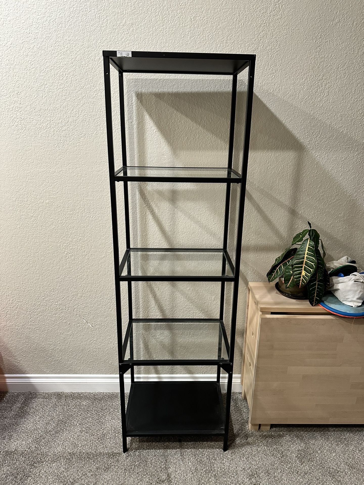 IKEA VITTSJÖ Black Glass Book Shelf Unit  