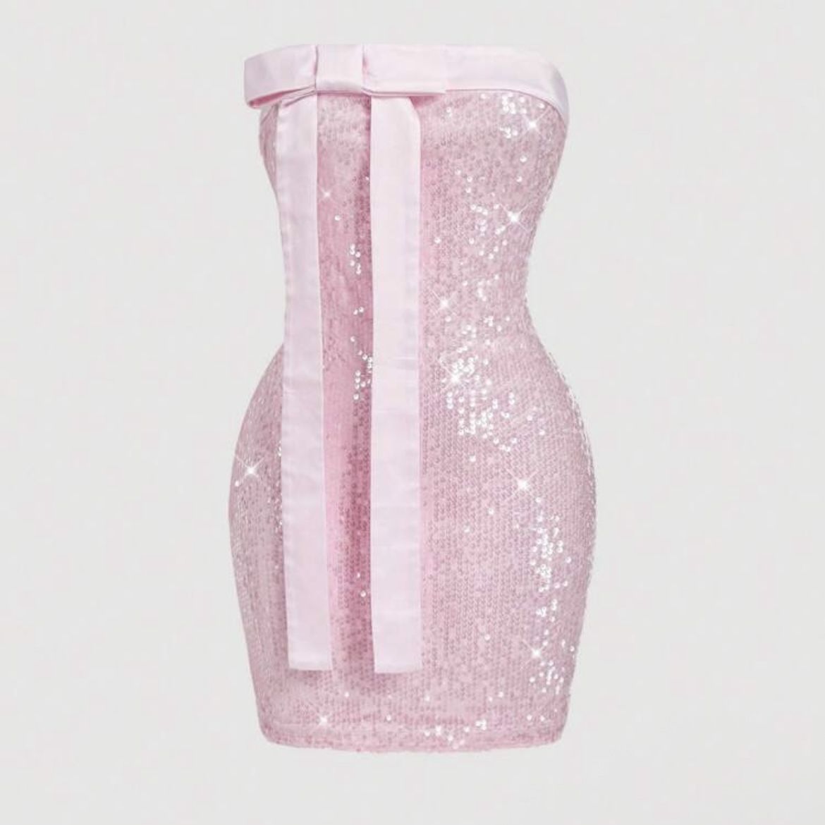 Strapless Sequined Bow Dress