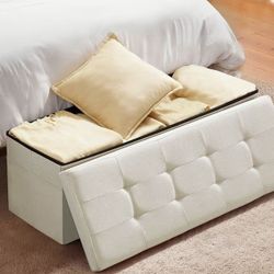 Foldable Storage Ottoman - Beige $15