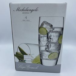 New Luigi Bormioli Set of 4 Michelangelo Masterpiece 20. Oz. Beverage Glasses 