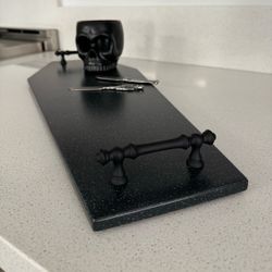 Black Speckled Coffin Shape Serving Board with Handle