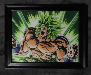 Framed Dragon Ball Super: Broly Color Pencil Drawing
