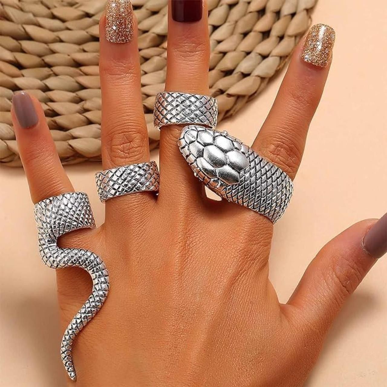 Punk snake set rings