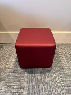 Modern Red Cube Ottoman / Stool – Office or Lounge Seating
