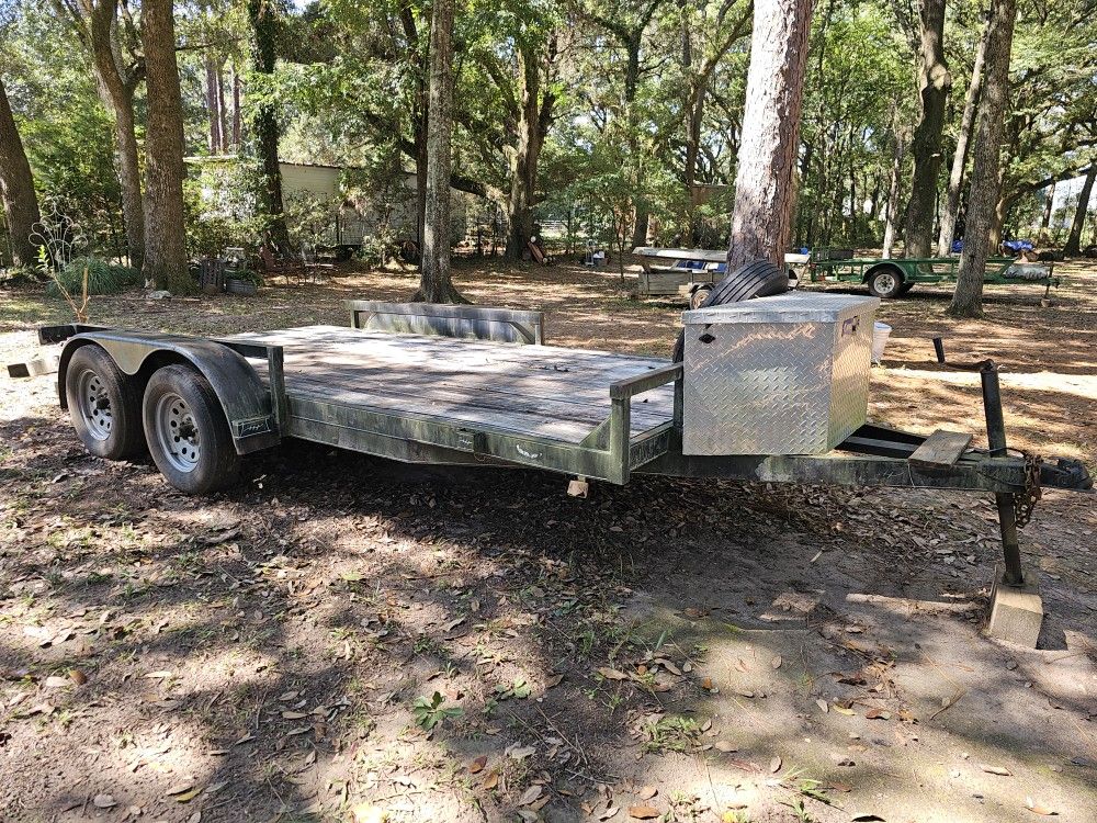 16' Trailer Tandem 3500lb Axels W/dove Tail & Ramps