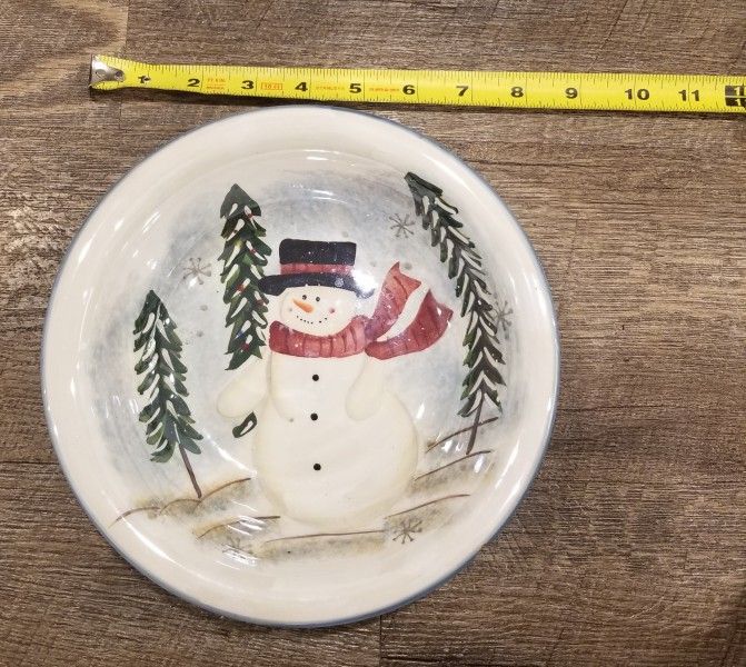 Royal Seasons Snowman Bowl Microwave And Dishwasher Safe Ceramic 8" Christmas