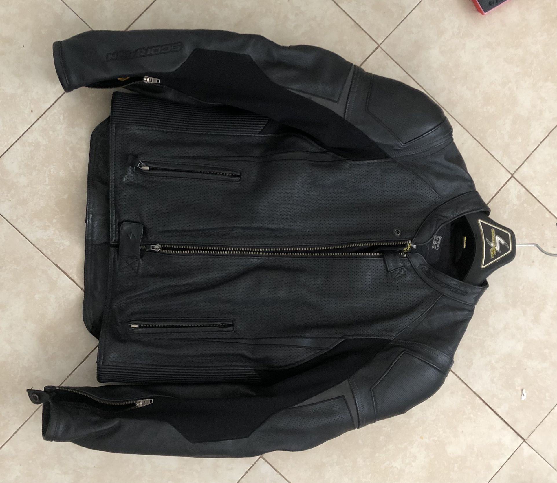 Scorpion, leather jacket, biker