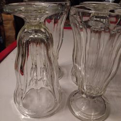 4 Vintage Glass Milkshake  Cups