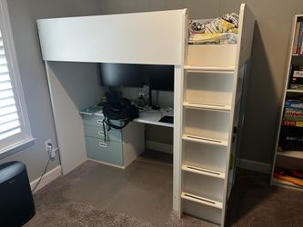 Complete IKEA Bedroom Set – Loft Bed, 2 Desks, Dresser, Storage & Chair – $450 OBO