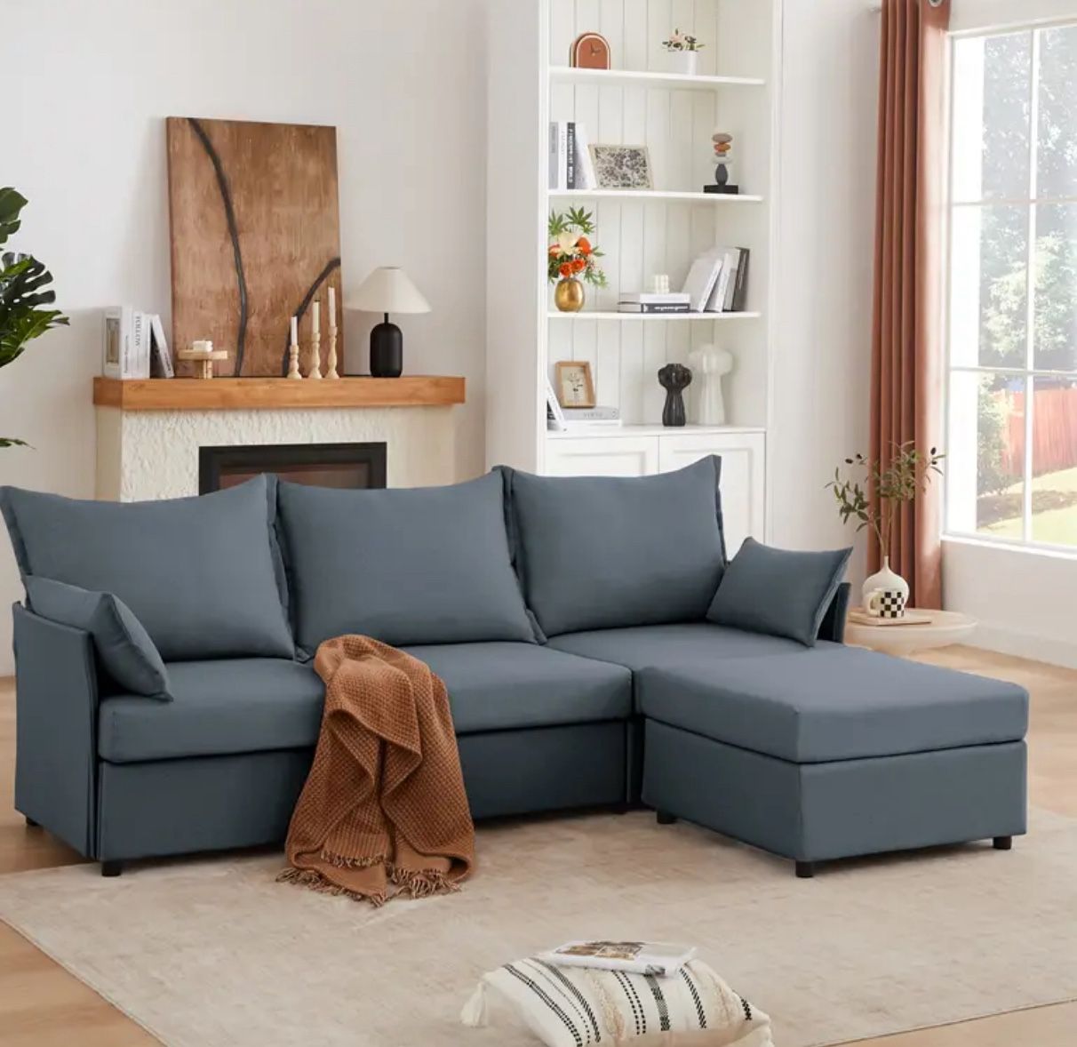 Modern Sectional Sofa with Chaise – 93” Large Size