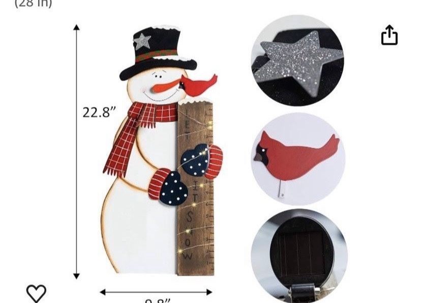 FUNPENY Happiness Snowman Snow Gauge, Snow Measurement Welcome Yard Sign, Outdoor Lawn, Party, Christmas Decorations (28 in)