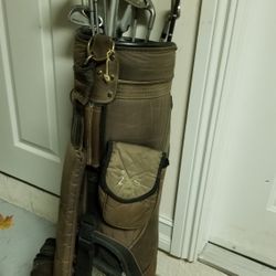 Golf clubs and bag