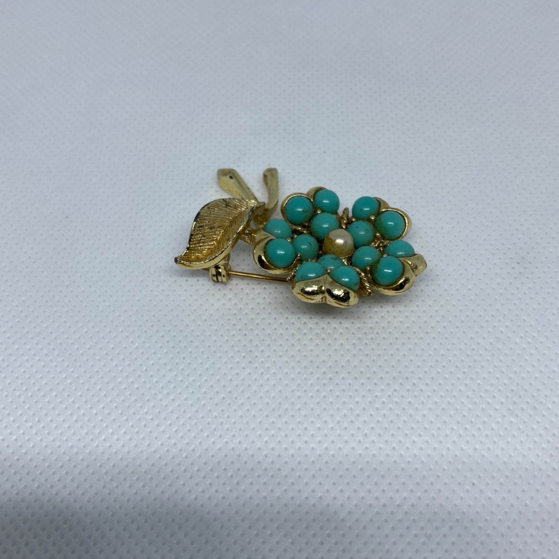 Turquoise Brooch with Pearl