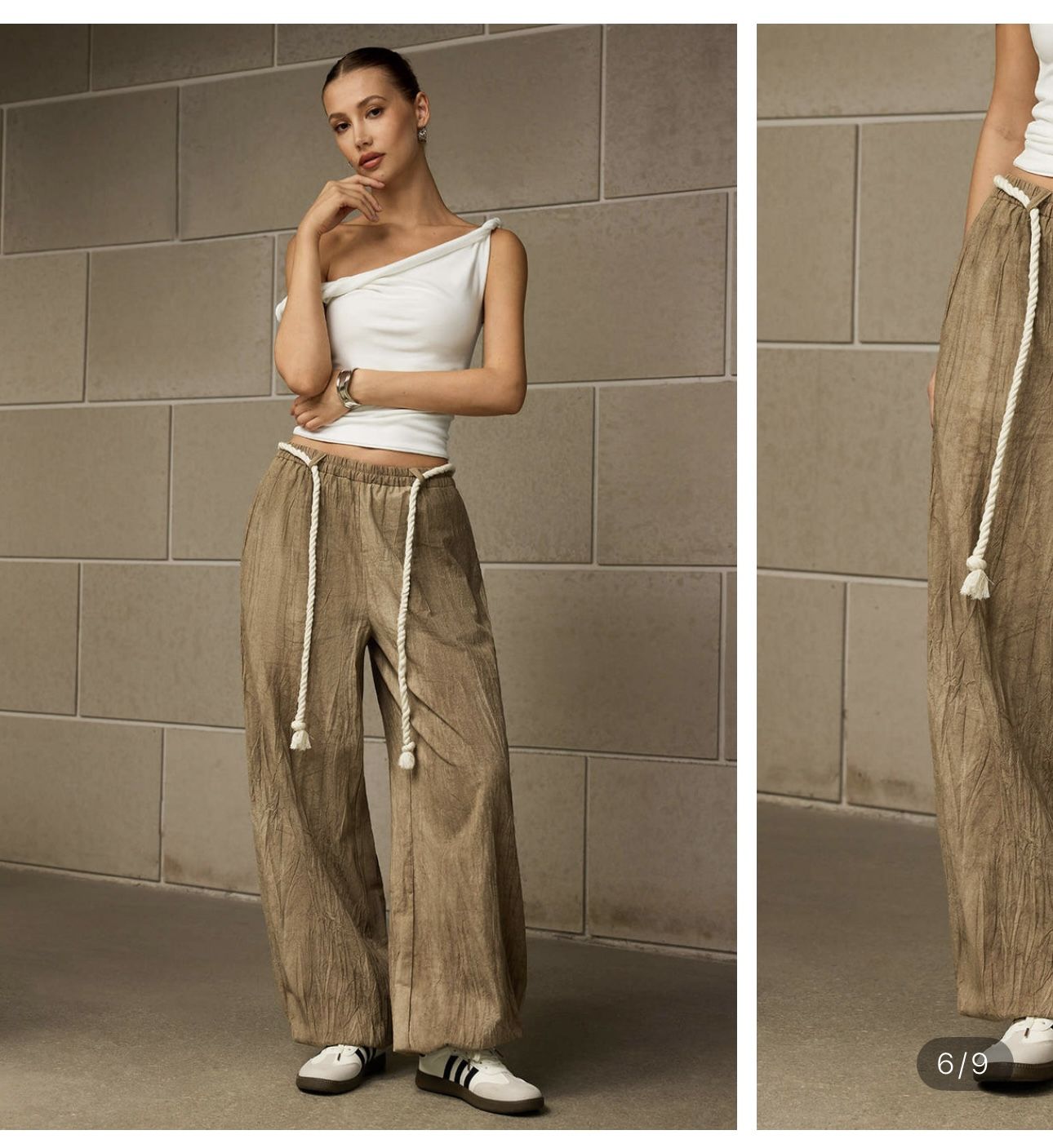 High waisted drawstring trouser