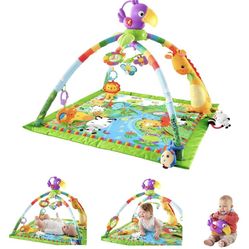 Fisher-Price Baby Playmat Rainforest Music & Lights Deluxe Gym with 10+ Activities & Toys for Developmental Play for Newborns Ages 0+ Months