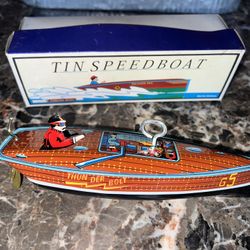 Brand New Vintage 1996 Schylling Thunderbolt Tin Speedboat