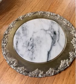 Marble and Silver Decorative Plate